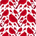 Cardinal red bird seamless pattern on white stock vector illustration
